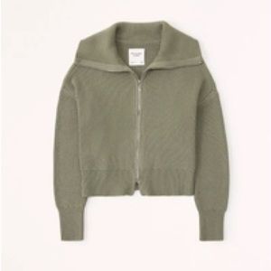 Olive double zippered cardigan sweater